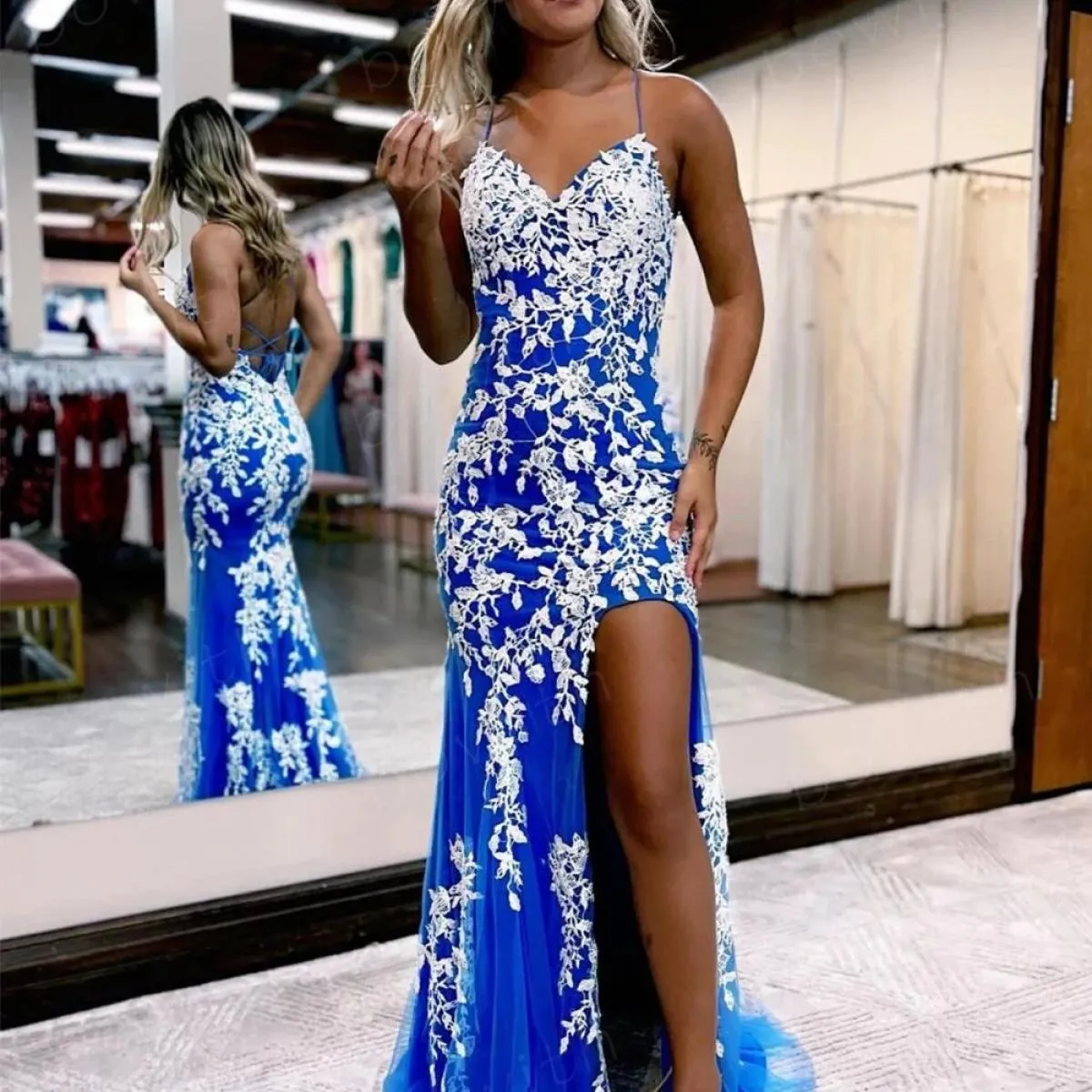 Bowith Abiti da sera di lusso 2023 Applique Sirena Elegante abito da donna per abiti da cerimonia per feste Abiti da cerimonia