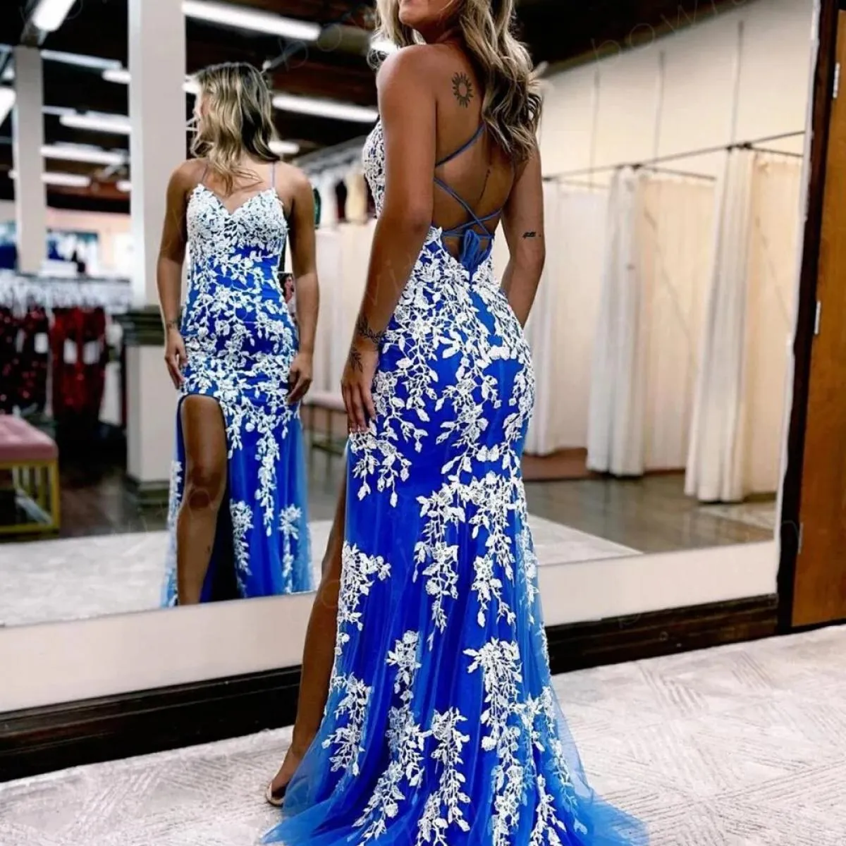 Bowith Abiti da sera di lusso 2023 Applique Sirena Elegante abito da donna per abiti da cerimonia per feste Abiti da cerimonia