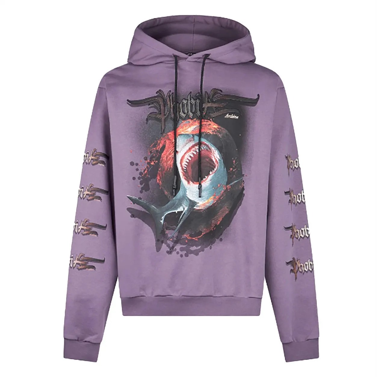 Felpa Leggera Cappuccio Uomo Shark Pprint Hoodie Purple