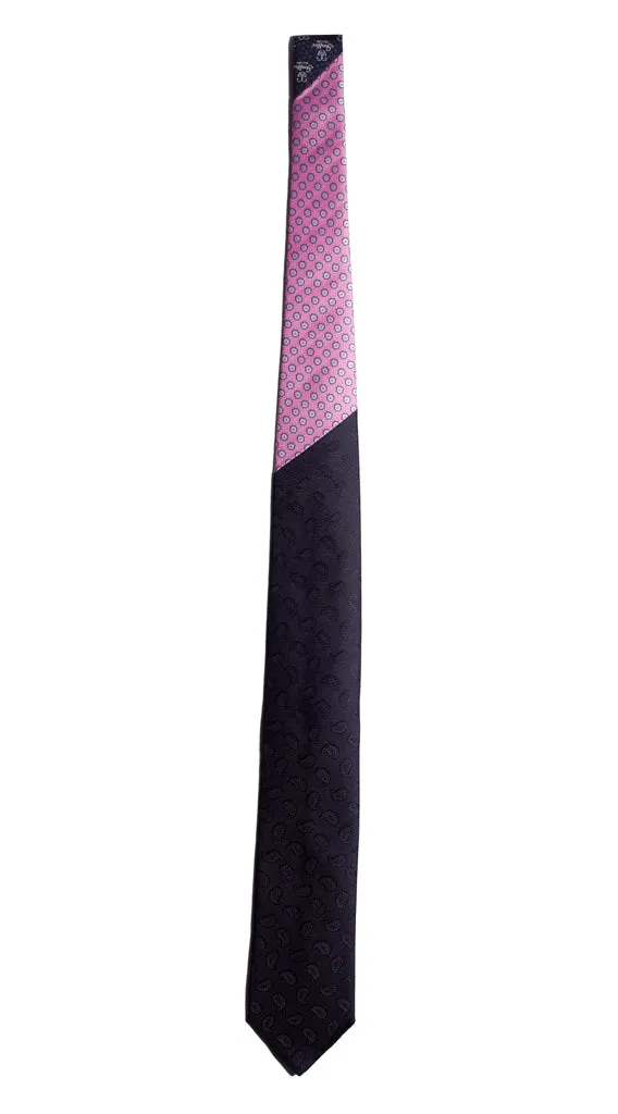 Man Blue Silk Tie Tone on Tone Paisley Pink Contrast Knot Blue Violet Pattern N2908