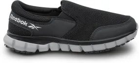 REEBOK  Sublite Women's, Black/Grey, Slip On Athletic Style, MaxTRAX Slip Resistant, Soft Toe Work Shoe