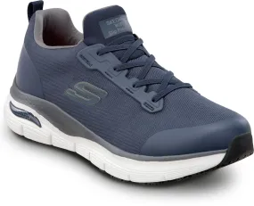 SKECHERS  Arch Fit Jake, Men's, Navy, Slip On Athletic Style, MaxTRAX Slip Resistant, Soft Toe Work Shoe