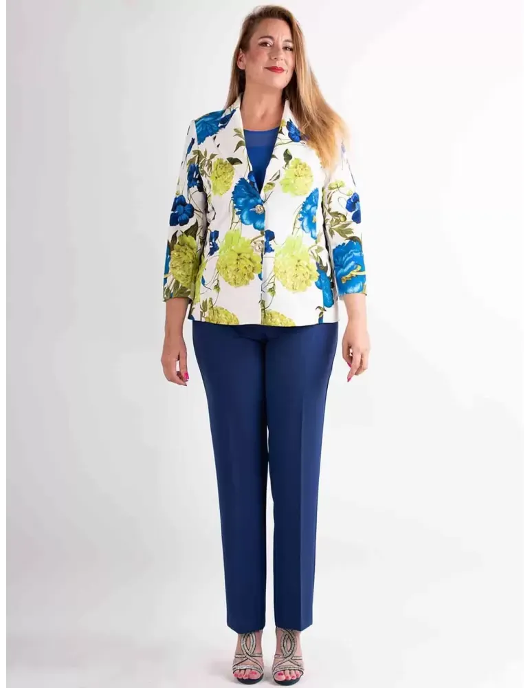 Tailleur pantaloni completo tre pezzi azzurro Piero Moretti