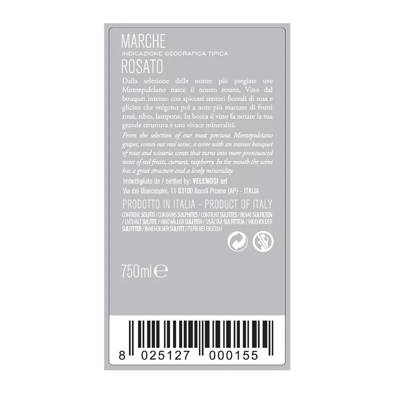 Velenosi 3 bottiglie miste: Rosè Marche IGT 2023 - Verdicchio DOC 2023 - Passerina Marche IGT 2023