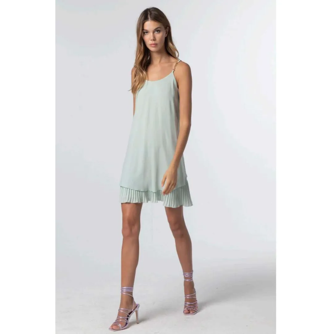vestito corto giovanile verde e nero